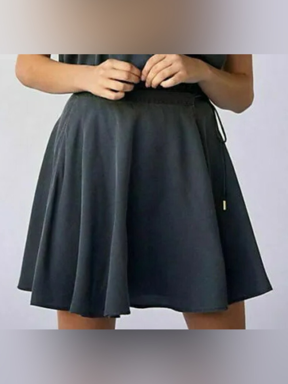Free People Zaza Wrap Mini Skirt in Charcoal Gray.